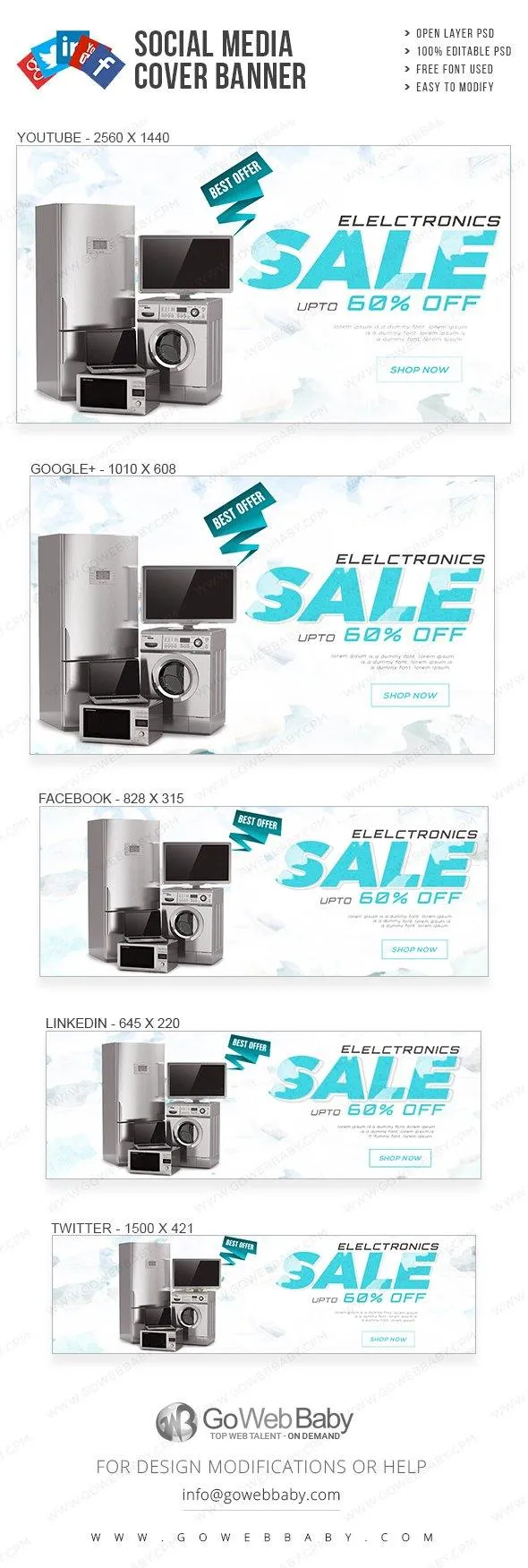 Social Media Cover Banner - Electronic Sale  For Website Marketing