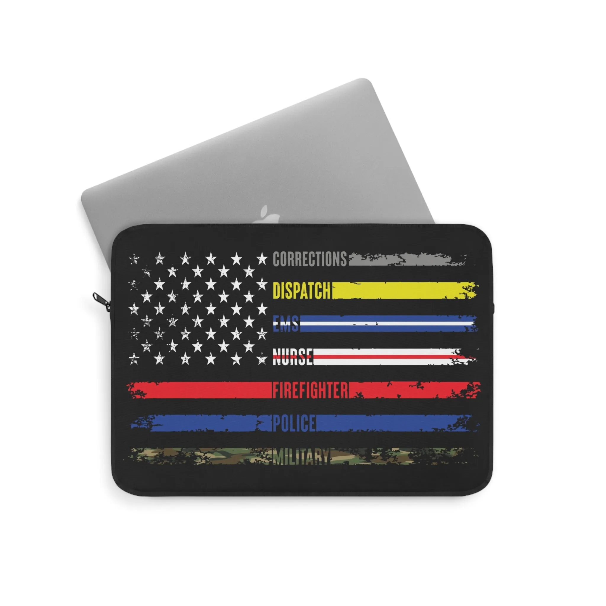 Solidarity Support Military, Police, Firefighter, Nurse, EMS, Dispatch Corrections Laptop or Ipad Protective Sleeve 3 Sizes Available