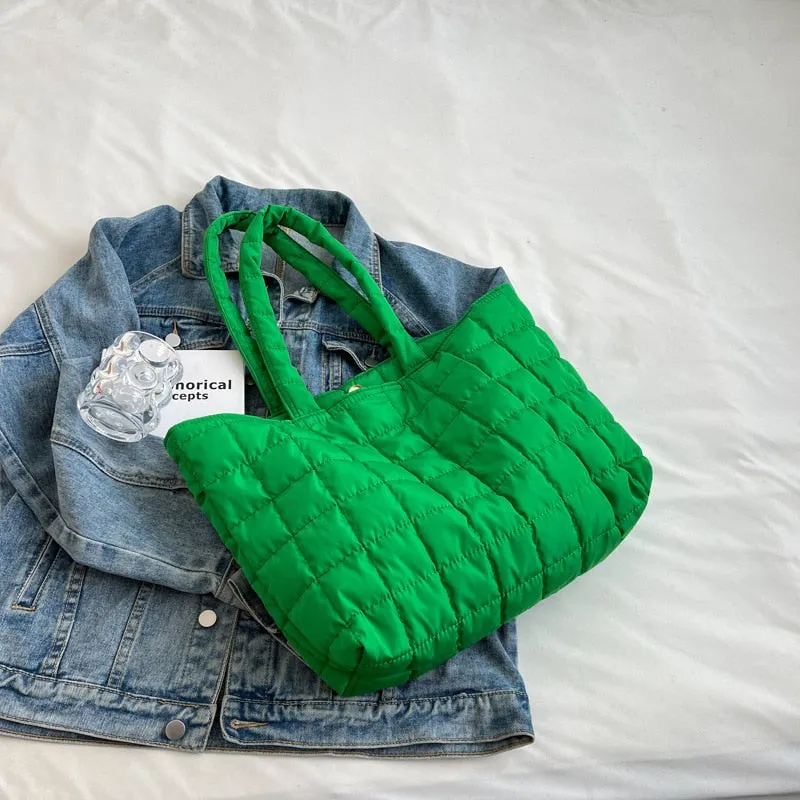 Spacious Quilted Shopping Tote Bag (Multiple Colors)