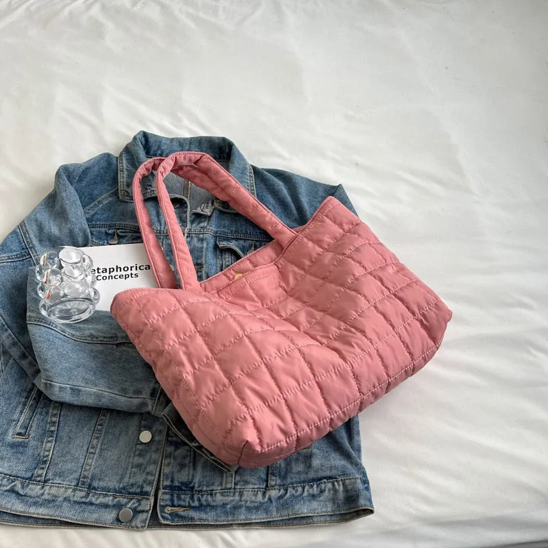 Spacious Quilted Shopping Tote Bag (Multiple Colors)