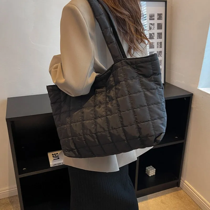 Spacious Quilted Shopping Tote Bag (Multiple Colors)