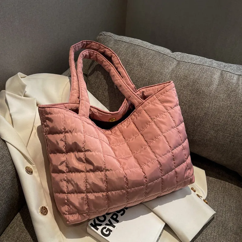 Spacious Quilted Shopping Tote Bag (Multiple Colors)