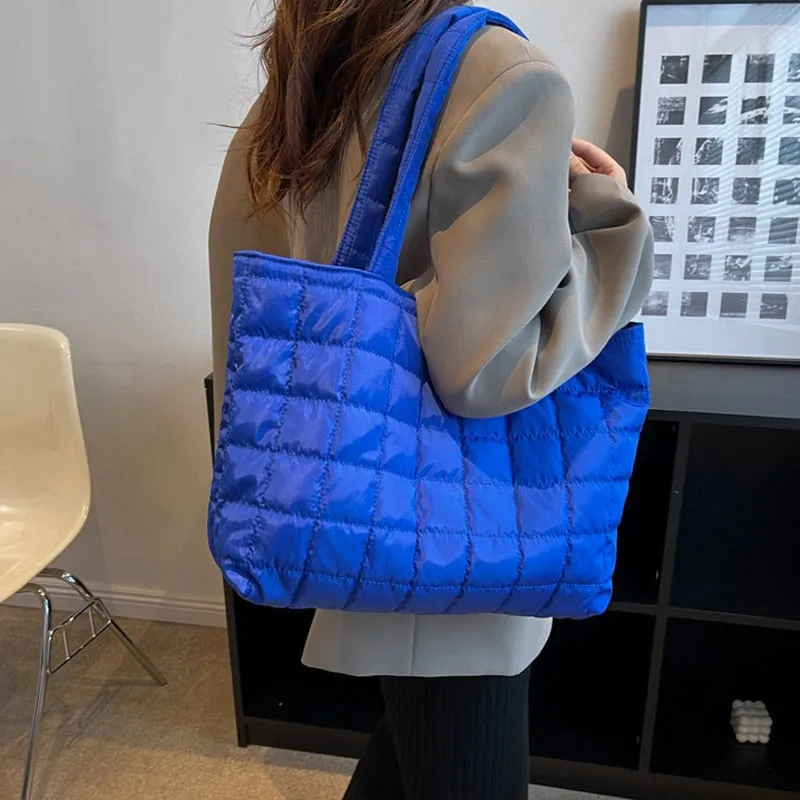 Spacious Quilted Shopping Tote Bag (Multiple Colors)