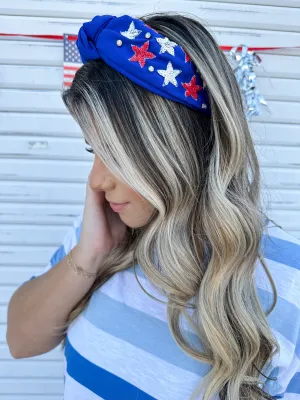 Star Beaded Headband - Blue