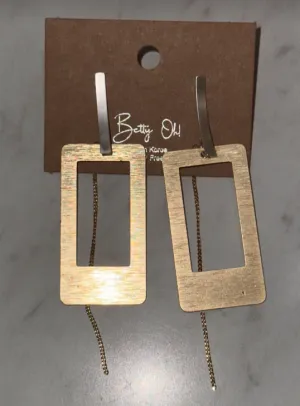 Statement Gold Rectangle Earrings