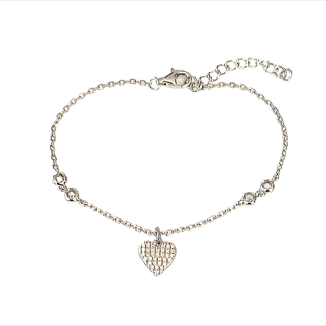Sterling Silver Gorgeous Heart Charm Bracelet.