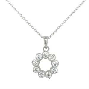 Sterling Silver Open Cz Pendant Necklace