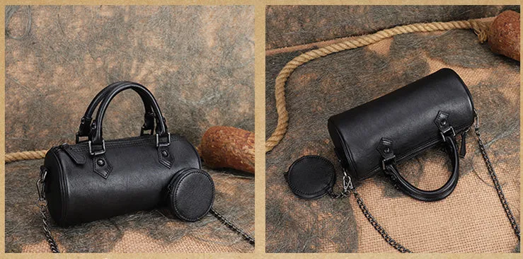 Stylish Ladies Barrel Handbag Brown Shoulder Bag For Women