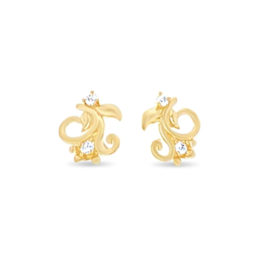 Swirl Stud Earrings with Cubic Zirconia in 9ct Yellow Gold