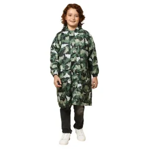 THE CLOWNFISH Felix Series Kids Waterproof PVC Longcoat with Adjustable Hood & Extra Space for Backpack/Schoolbag Holding. Plastic Pouch. Kid Age-12-13 years (Size-42-Light Blue)