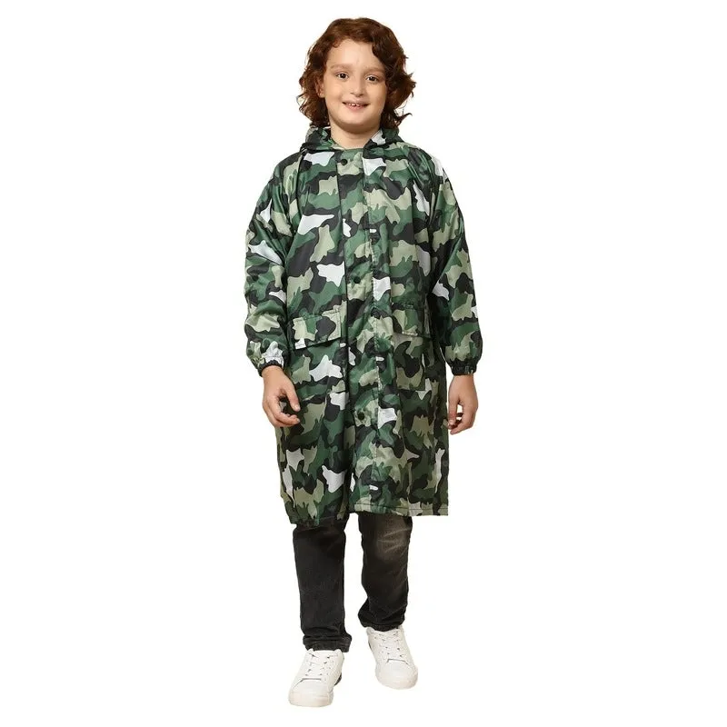 THE CLOWNFISH Felix Series Kids Waterproof PVC Longcoat with Adjustable Hood & Extra Space for Backpack/Schoolbag Holding. Plastic Pouch. Kid Age-12-13 years (Size-42-Light Blue)