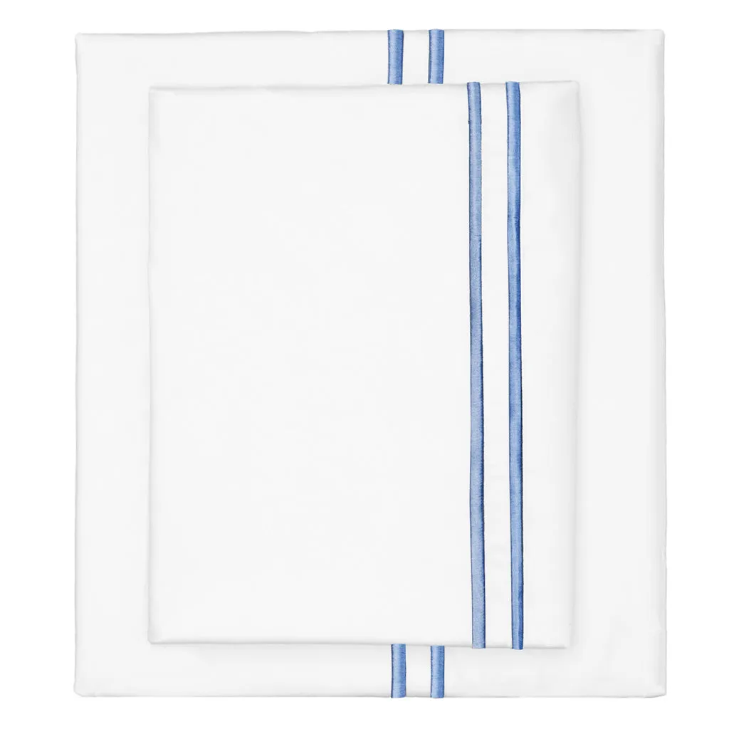 The Coastal Blue Lines Embroidered Sheet Set