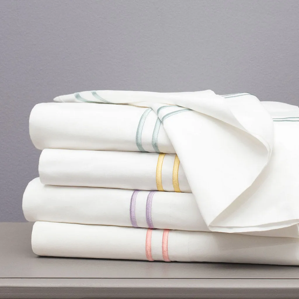 The Porcelain Green Lines Embroidered Sheet Set