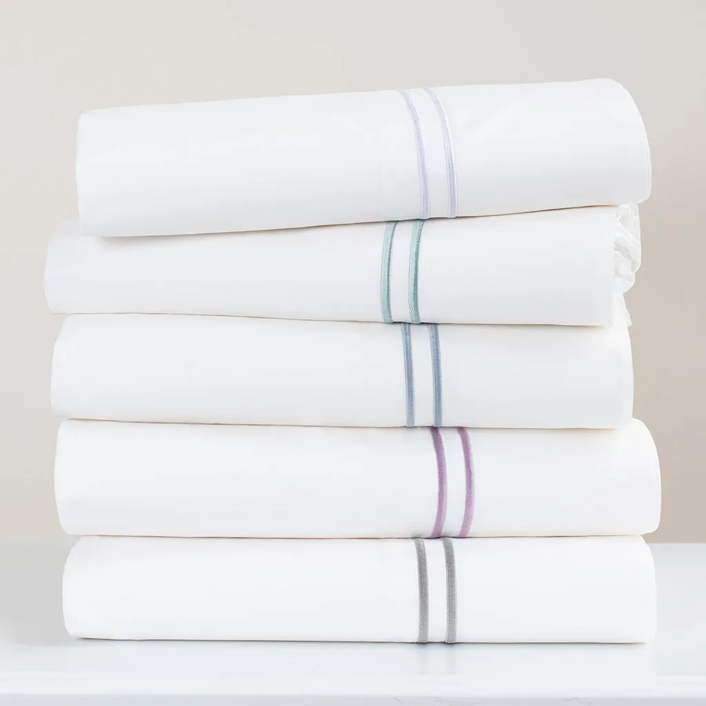 The Porcelain Green Lines Embroidered Sheet Set