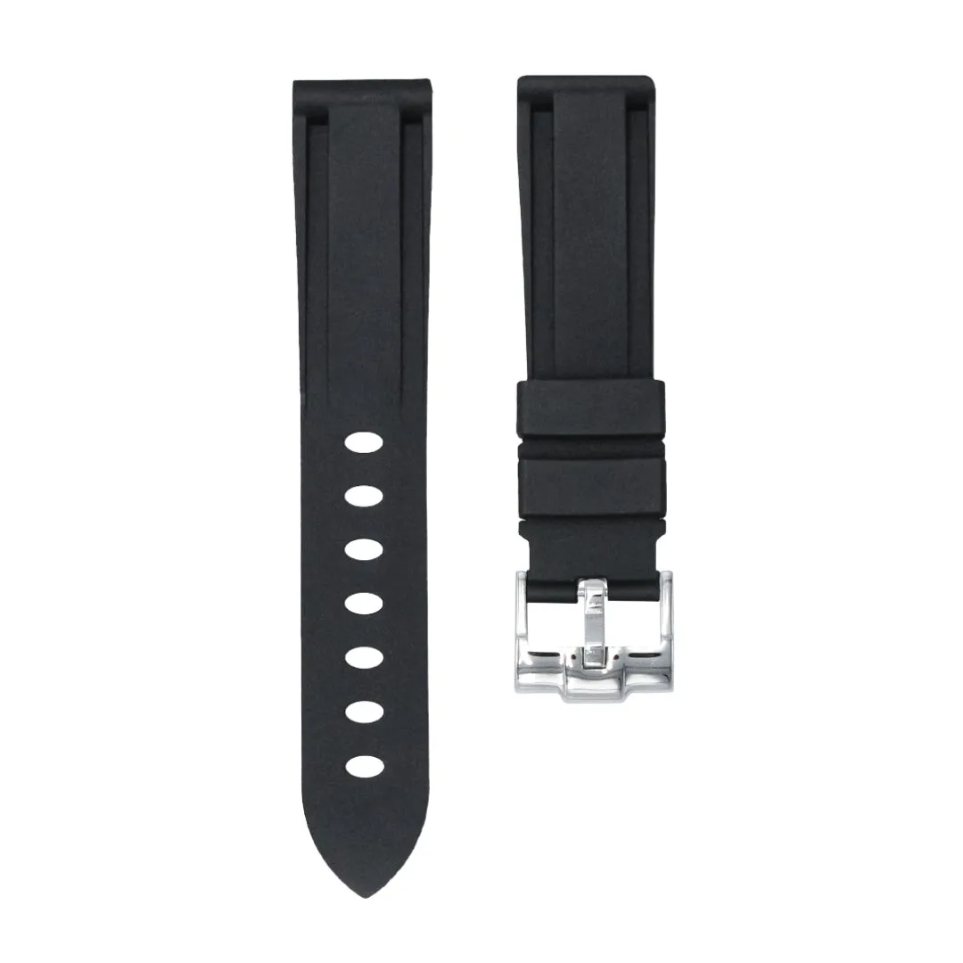 Tuxedo Black - Rubber Watch Strap For Longines Elegant Collection