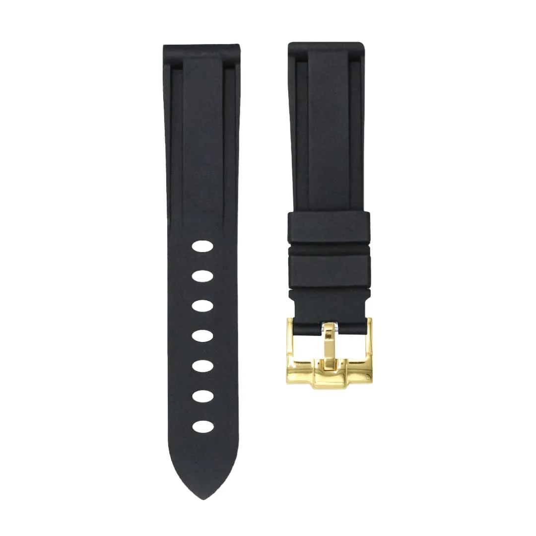 Tuxedo Black - Rubber Watch Strap For Longines Elegant Collection