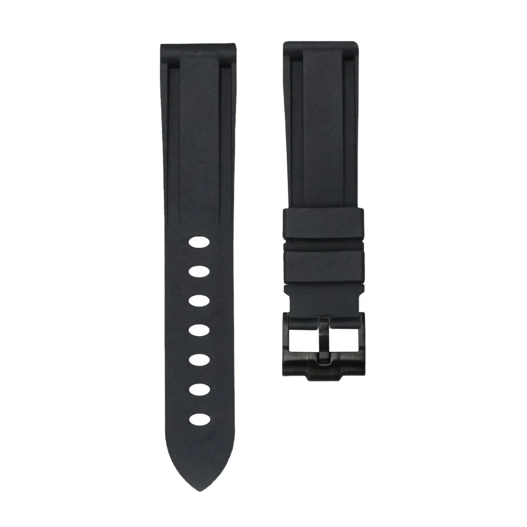 Tuxedo Black - Rubber Watch Strap For Longines Elegant Collection