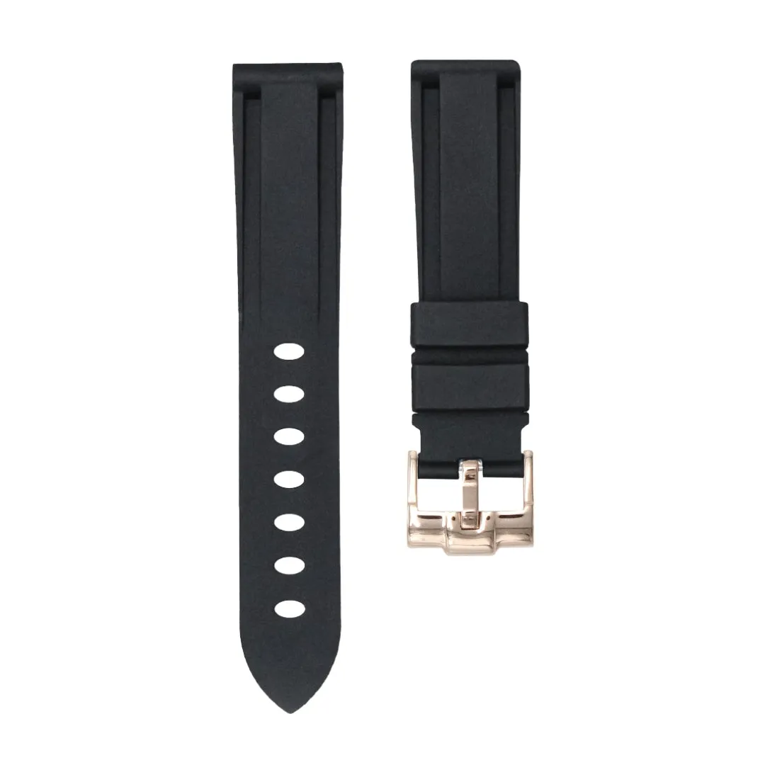 Tuxedo Black - Rubber Watch Strap For Longines Elegant Collection
