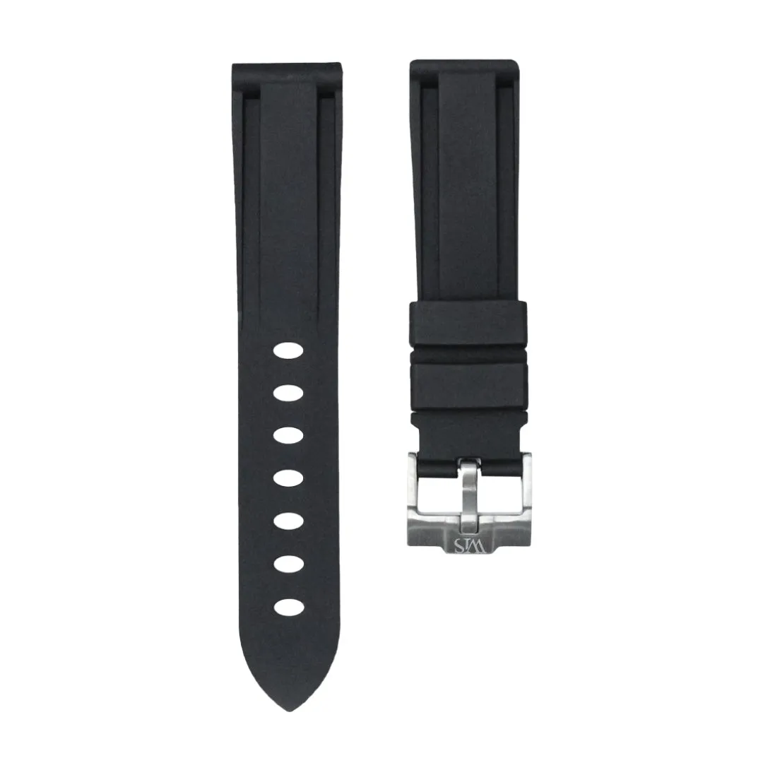 Tuxedo Black - Rubber Watch Strap For Longines Elegant Collection