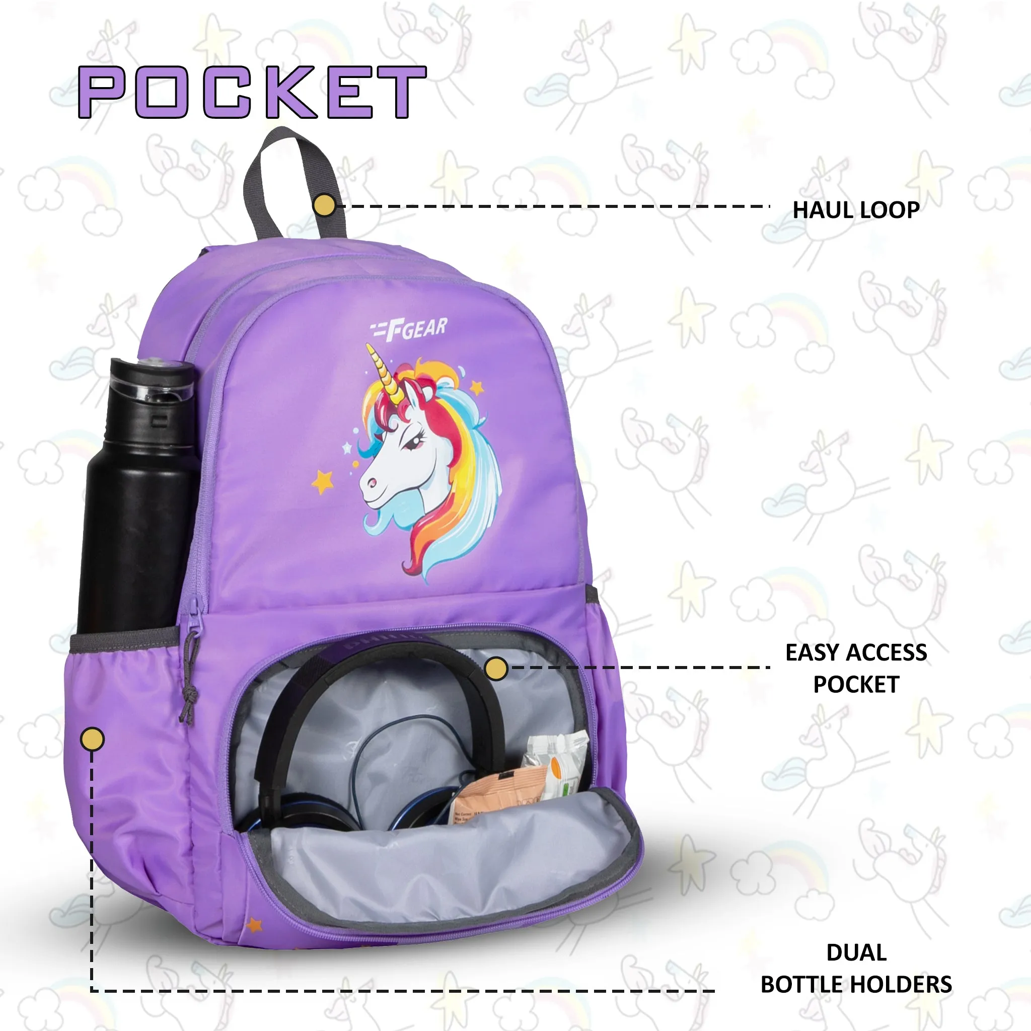 unicorn 22L Lavendar kids Backpack