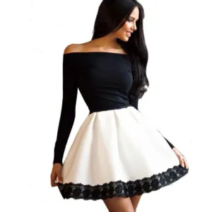 VenusFox Sexy Casual Long Sleeve Above Knee Mini Dress