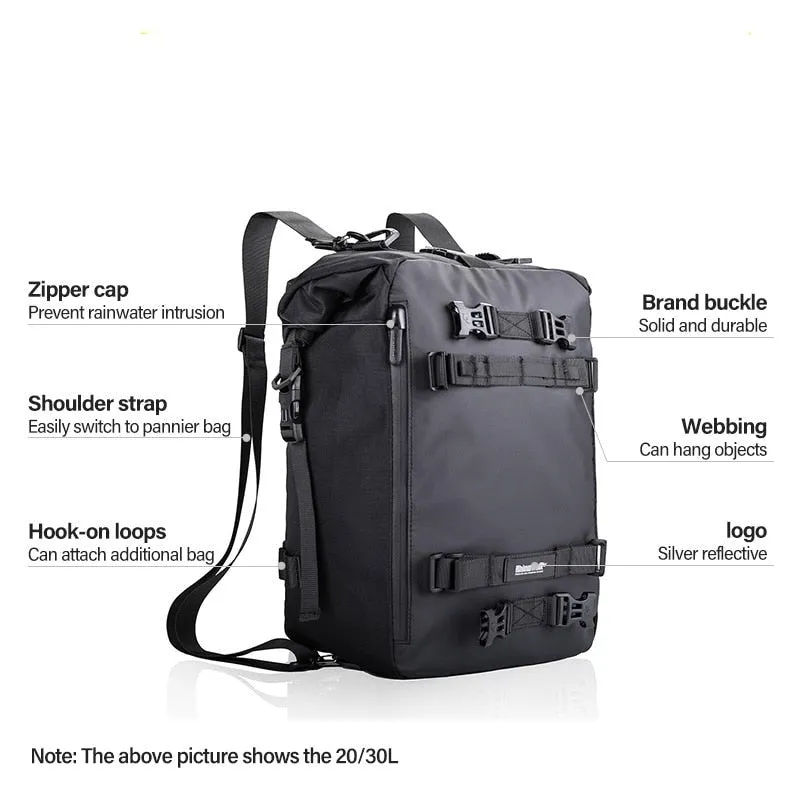 Waterproof Motorcycle Tail Bag with 10L/20L/30L