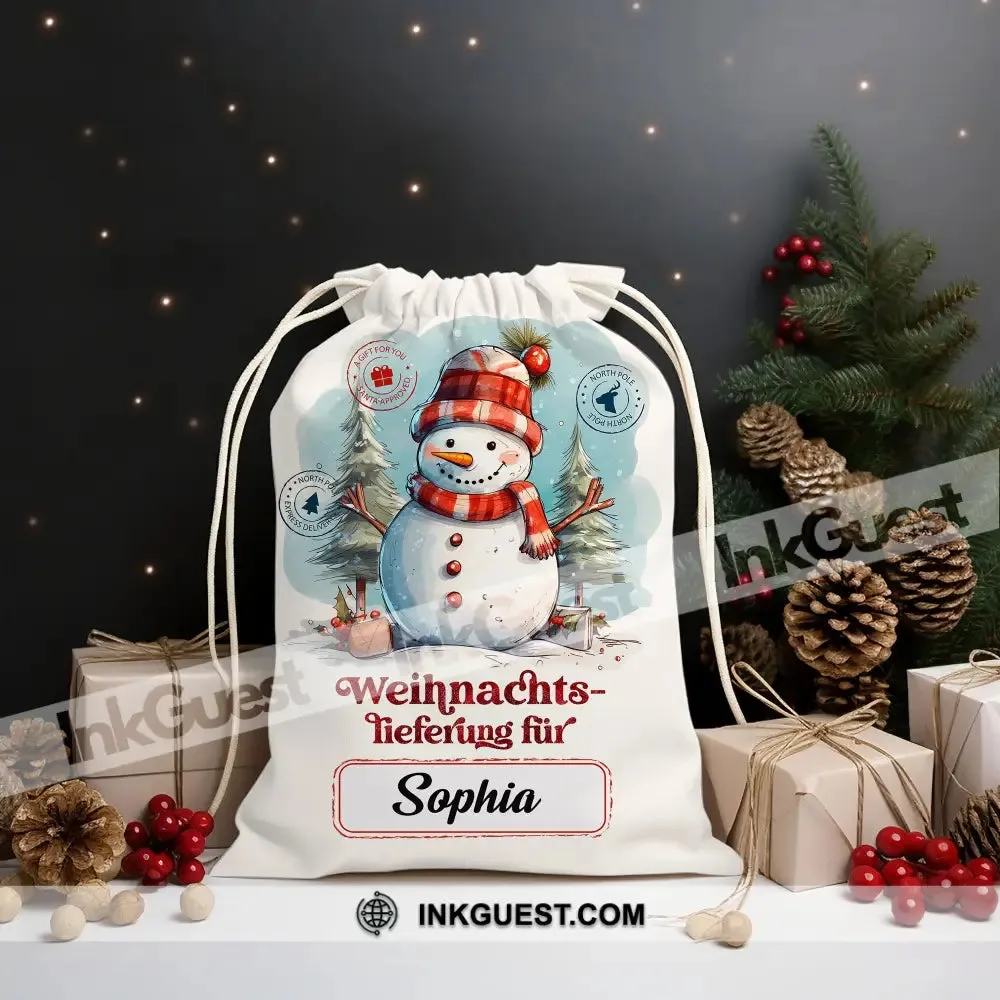Weihnachts Lieferung Fur Custom Text, Personalized String Bag, Christmas Gift