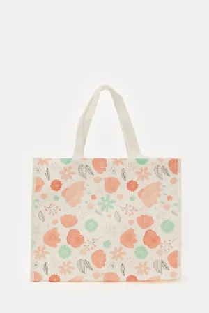 White Printed Shopping Bag