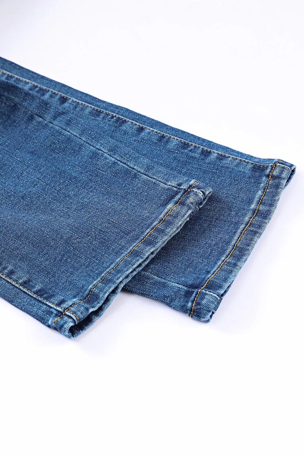 Womens Ripped Jeans American Flag Patch Boyfriend Denim Pants
