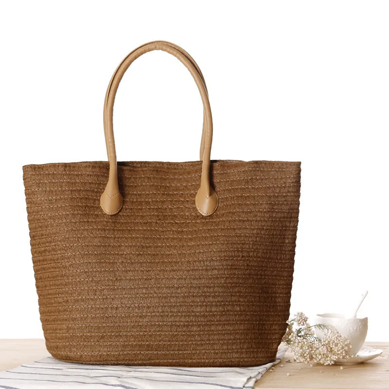 Women's Shoulder Handbag Woven Straw Beach Tote Bag