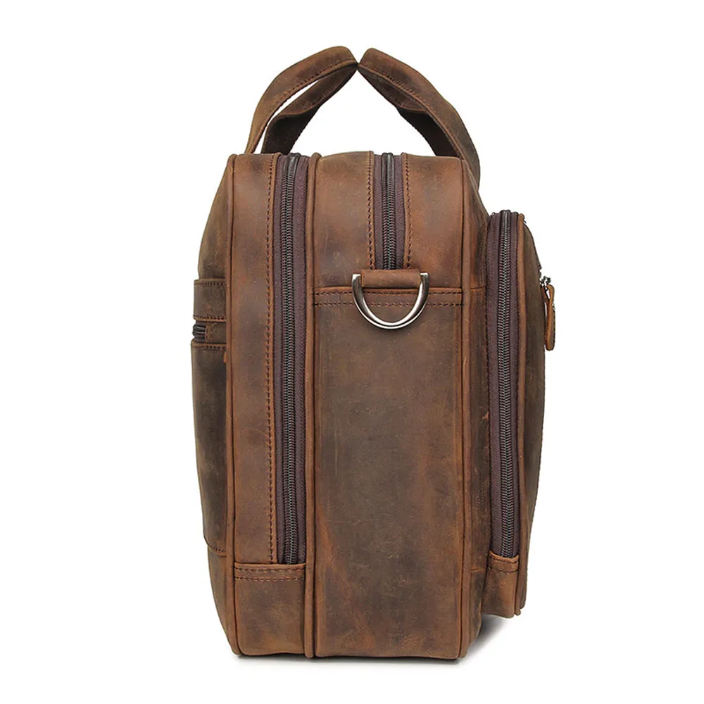 YAAGLE Men's Real Leather Zipper Business Handbag YG7320R
