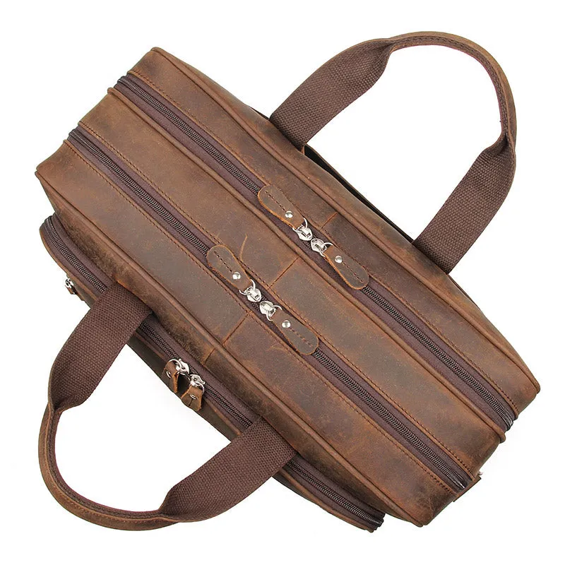 YAAGLE Men's Real Leather Zipper Business Handbag YG7320R