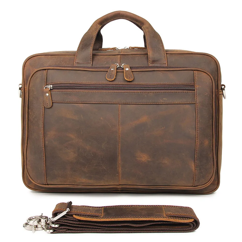 YAAGLE Men's Real Leather Zipper Business Handbag YG7320R