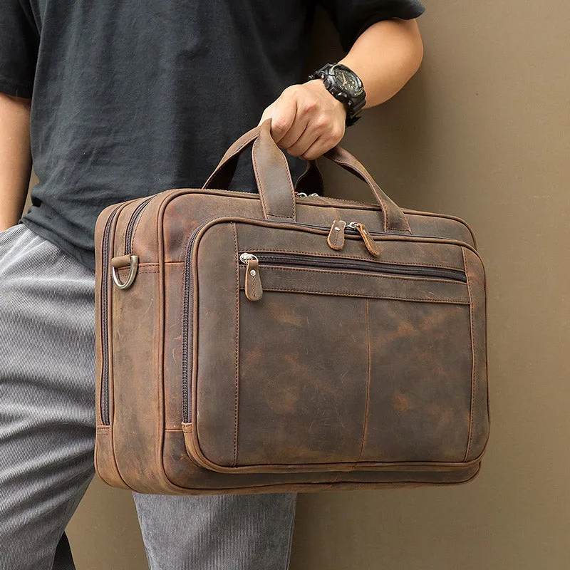 YAAGLE Men's Real Leather Zipper Business Handbag YG7320R