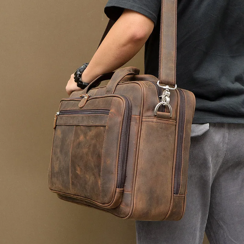 YAAGLE Men's Real Leather Zipper Business Handbag YG7320R