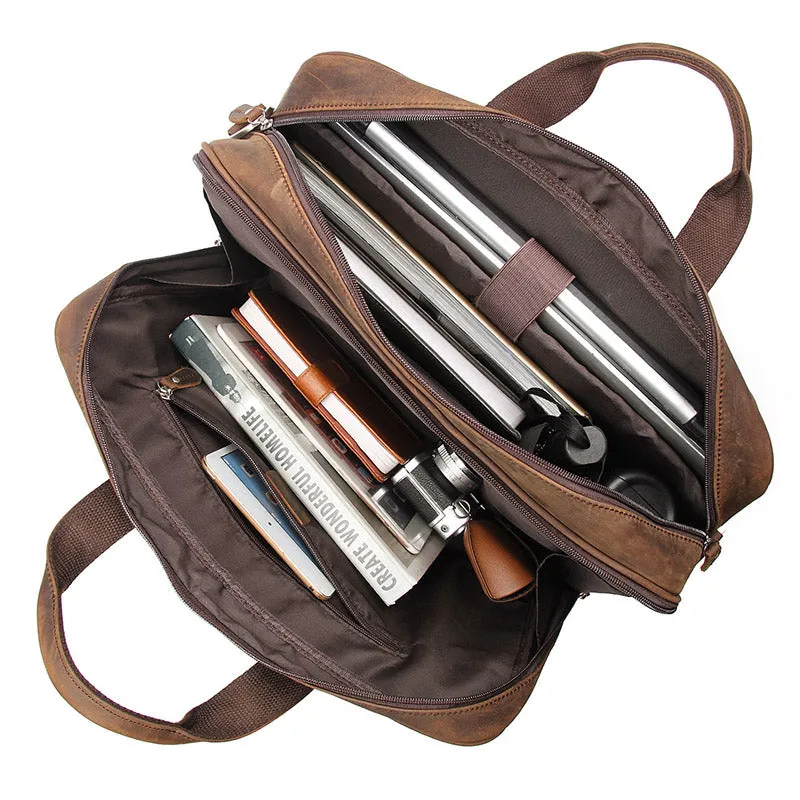 YAAGLE Men's Real Leather Zipper Business Handbag YG7320R