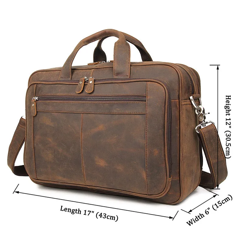 YAAGLE Men's Real Leather Zipper Business Handbag YG7320R